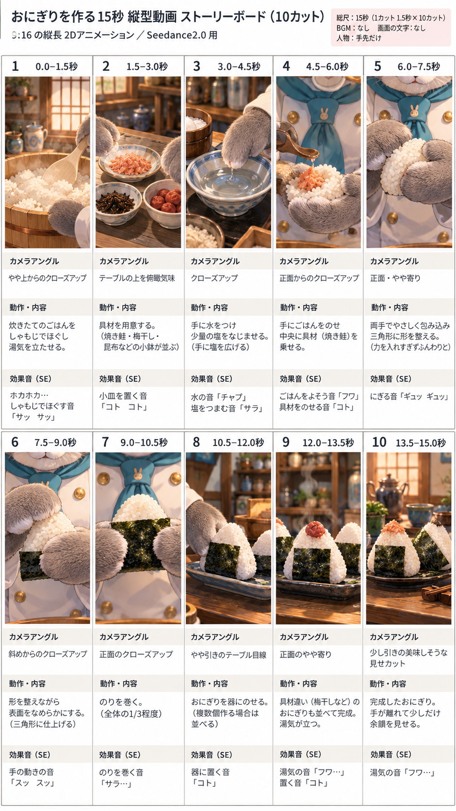 おにぎりのストーリーボード