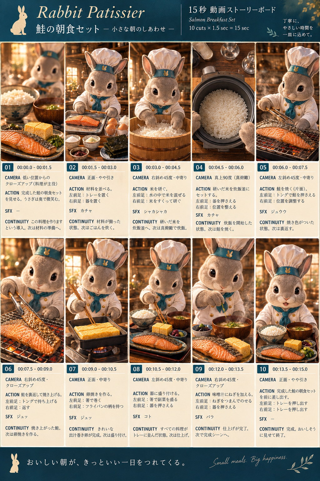 鮭の朝食セットのストーリーボード