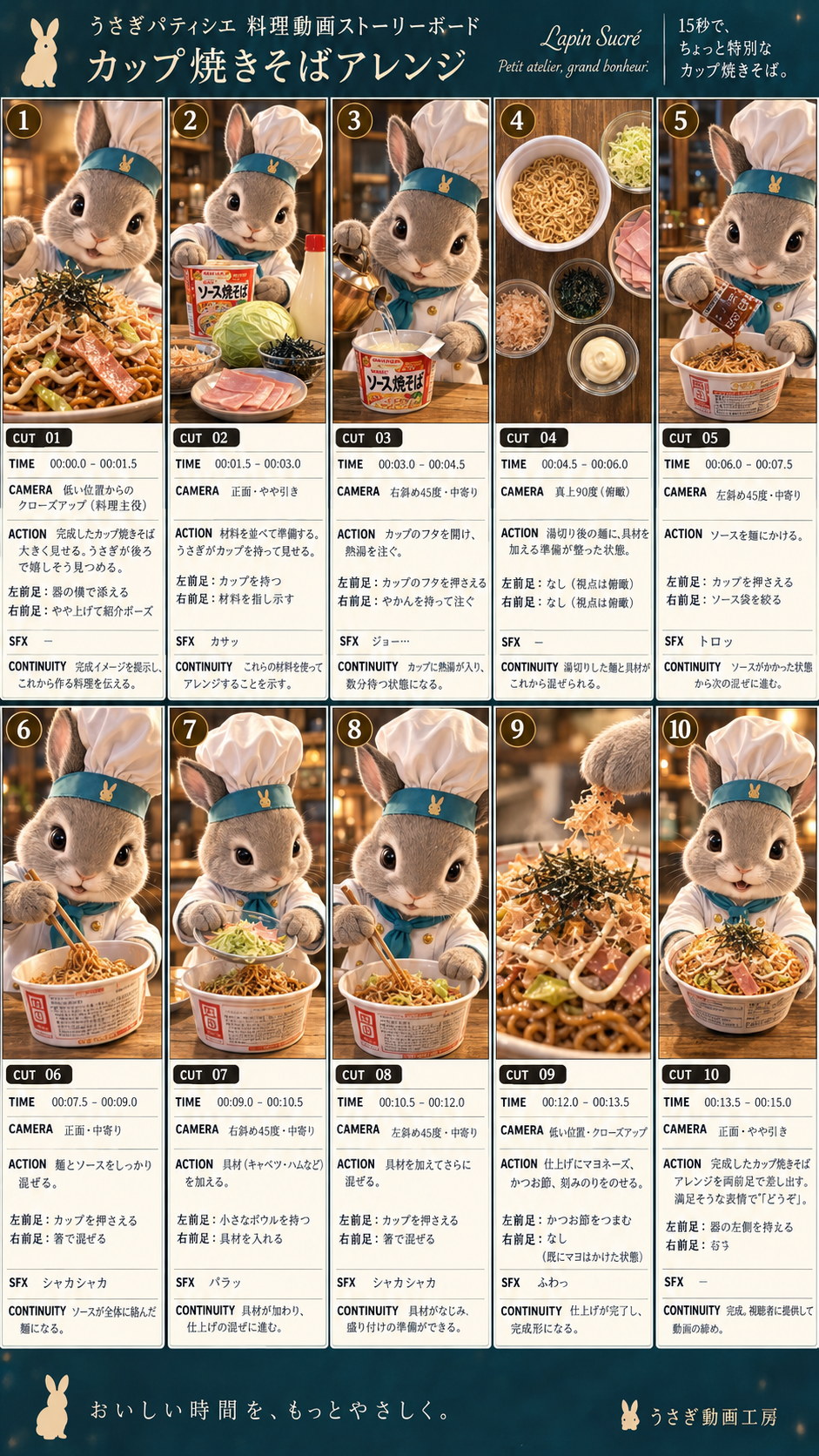 カップ焼きそばアレンジのストーリーボード