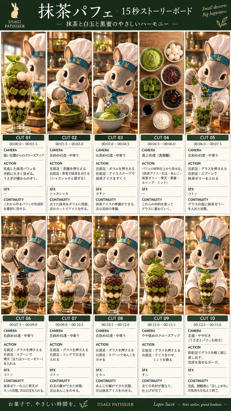 抹茶パフェのストーリーボード