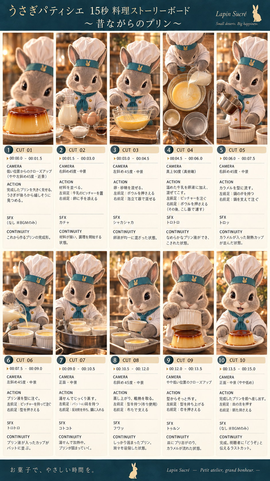昔ながらのプリンのストーリーボード