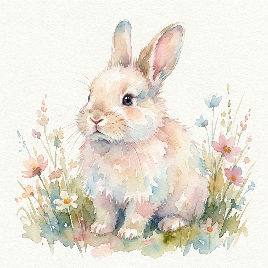 水彩画風 | うさぎで見る100の画風